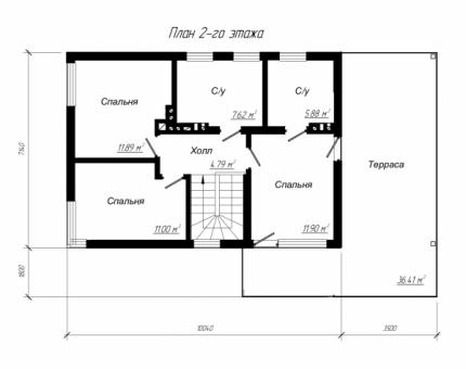 Проект двухэтажного дома с террасой